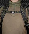 Person wearing a Tactical Molle Hydration Pack One And A Half Liter Capacity Water Reservoir Bag For Molle Vest Backpack Lightweight Durable