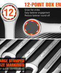 Heavy Duty 20 Piece Wrench Set Metric And SAE Includes Quarter Inch To Three Quarter Inch And 6 To 18mm Wrenches