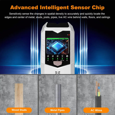 Heavy Duty Wall Stud Finder Scanner With HD LCD Screen And Adaptive Sensor Locates Wood Beams Joists Metal Pipes Plus Live Ac Wires Dead On For Zero Sweat DIY Upgrades