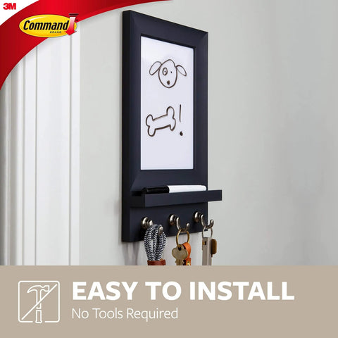 Slate Dry Erase Message Center With Key Hooks, One Message Hub With Eight Medium Strips, Damage Free Wall Mount on wall