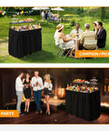 Portable Cooler Table With Extra Storage Shelf For Outdoor Parties And Entertaining Alloy Steel Black Finish in use at gatherings