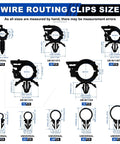 Wire loom routing clips kit showing 14 clip sizes, part of the 200 Piece Car Wire Loom Routing Clips Kit With 14 Clip Sizes And 4 Universal Push Mount Zip Ties For Wiring Harness Routing Replacement Parts For Honda GM Mazda And More.