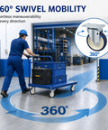 Premium 5 Inch Caster Set Brings Rollin Smooth Moves To Your Workflow Using Silent Nonmarking Polyurethane Wheels on a cart.