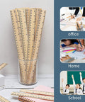 60 Pack Wooden Rulers 12 Inch Measuring Rulers Bulk Wood Ruler With Double Sided Metric And Inch Scales in a glass holder