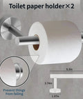 Dope Brushed Nickel 12 Piece Bathroom Hardware Set With 2 16 Inch Towel Bars 2 Toilet Paper Holders 4 Wall Hooks And 4 Robe Hooks Wall Mounted Stainless Steel Home Upgrade Kit, showing toilet paper holder with dimensions