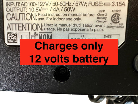 Label on C 4/12 50 Battery Charger for Cordless Systems 110V Black with voltage details and caution sign