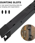 Beefy 25 Ft 7 Outlet Metal Surge Protector Power Strip With 14 AWG Cord, 1350 Joules, showing mounting slots detail