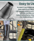 Heavy Duty Table Saw Dust Collection Adapter Two And A Half Inch Outlet Down To One And Seven Eighths Inch Vacuum Hose Universal Fit For Table Saws And Shop Vacuums Works With DWE7491 DWE7491RS showing installation steps