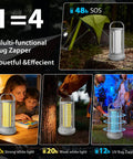 Outdoor Mosquito Zapper With LED Light And 4000mAh Battery, Rechargeable Insect Killer Lamp for camping and home use, grey