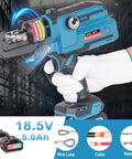 Electric Hydraulic Cable Lug Crimping Tool Kit For 12 AWG To 2/0 AWG Terminals, Battery Powered Crimper With 20 Dies in use