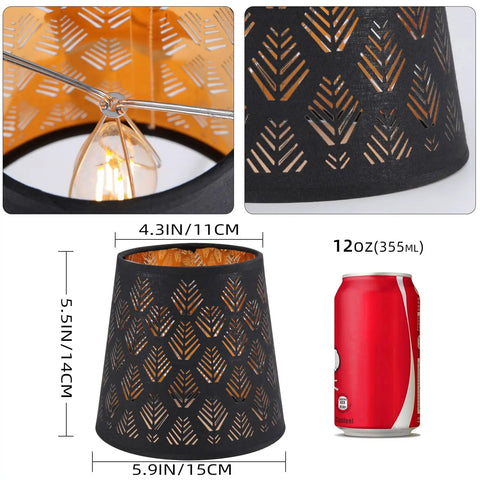 Crystal Chandelier Shades Set of 6 Clip On Mini Lamp Shades for Droplight Wall Lamps and Candle Chandeliers Dope Black Fabric