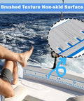 40 Inch EVA Foam Fish Ruler With Self Adhesive Backing For Boats And Kayaks Non Skid Surface shown on boat deck