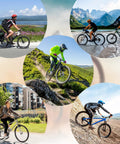 Cyclists using Hydraulic Disc Brake Set For Mountain Bikes Left Front 800mm And Right Rear 1450mm on varied terrains.