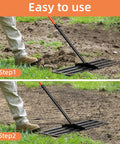 Heavy Duty Stainless Steel Lawn Leveling Rake 30 Inch By 10 Inch Yard Tool leveling soil in two-step process on lawn