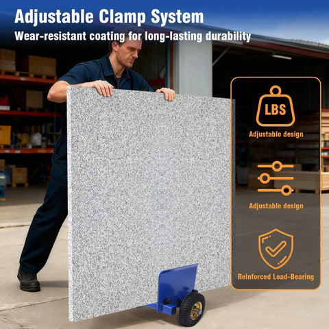 Heavy Duty Door Cart With 550 Lb Load Capacity And Secure Clamp For Moving Stone Glass Drywall And Fences Features Adjustable Clamp System.