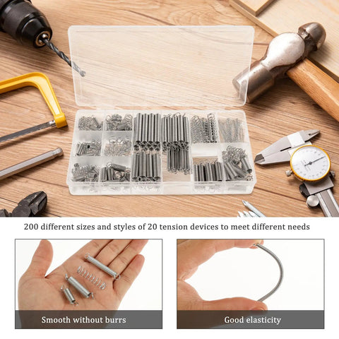 Get Your Garage Ready With This Awesome 200 Piece Spring Assortment Kit Featuring 20 Diverse Sizes From 4 Mm To 9 Mm, Made Of Heavy Duty Galvanized Steel For Tough Automotive Repairs And DIY Maintenance Projects That Need Some Serious Tensile Strength. 200-piece galvanized steel spring assortment kit in organizer box, 4mm-9mm sizes, for automotive repair and DIY