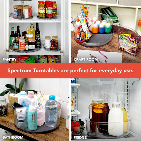 Two Pack 7.5 Inch Lazy Susan Turntable Organizer For Cabinets Fridge Pantry And Tabletop Must Have Space Saving Spice Rack