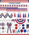 All In One 4th Of July Golf Cart Decor Kit For Parades And Independence Day Patriotic Banner Tassel Garlands Fringe Curtains