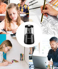Electric Pencil Sharpener Heavy Duty With Helical Blade Auto Stop Fast Sharpening In 5 To 10 Seconds Powerful Motor Protects Pencil Cores And Even Handles Broken Pencils 8mm Pencils And Standard Pencils Compatible Ideal For School Home Office, black electric pencil sharpener