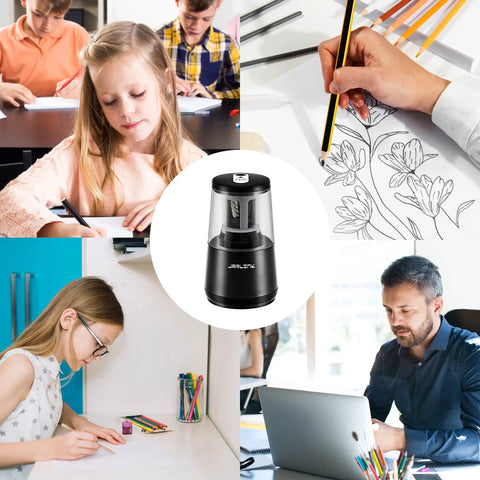 Electric Pencil Sharpener Heavy Duty With Helical Blade Auto Stop Fast Sharpening In 5 To 10 Seconds Powerful Motor Protects Pencil Cores And Even Handles Broken Pencils 8mm Pencils And Standard Pencils Compatible Ideal For School Home Office, black electric pencil sharpener