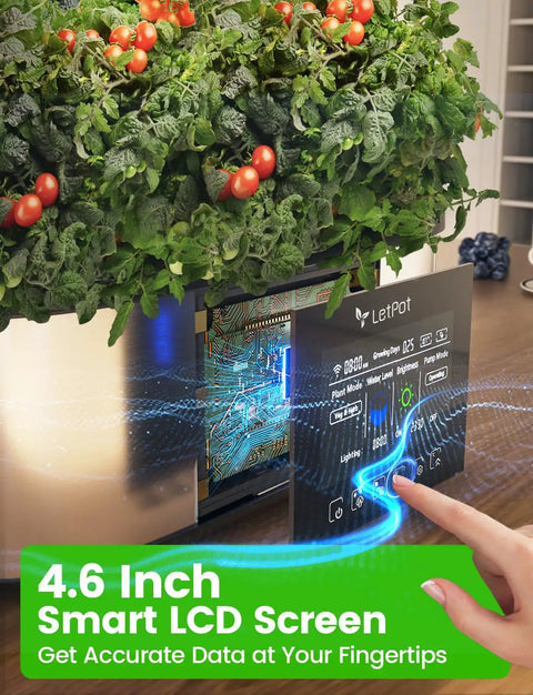 Smart Indoor Hydroponics System With 21 Pods App And WiFi Control 36W LED Grow Light Auto Drip Irrigation touchscreen display