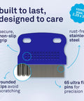 Extra Fine Stainless Steel Dog Eye Comb For Gentle Grooming And Tear Stain Cleanup The Safe Pain Free Face Cleaning Tool For Shih Tzu Maltese And Small Breeds Keeps Fur Around Eyes Debris And Mucus Under Control, blue 2.25 x 3 inch comb