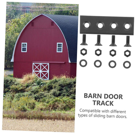 Sliding Barn Door Hardware Connector Set With Flat Plate Track Adapters installation guide over red barn image