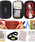 Must Have Car Emergency Kit With Battery Jumper Cables A Go To Roadside Safety Kit For Cars Trucks And SUVs Ideal For Daily Drives And Weekend Adventures Black Gift For Men And Women, featuring jumper cables, gloves, poncho, and headlamp.