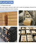 Top Tier Electric Strapping Machine For Boxes And Pallets With 3000 Mah Battery Power Automatic Tension Cut Tool For One Half To Five Eighths Inch Pp Pet Straps Sleek Blue Setup No Sweat Workhorse used in packaging and stacking wooden crates and cardboard boxes.