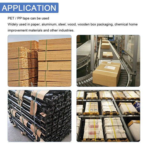 Top Tier Electric Strapping Machine For Boxes And Pallets With 3000 Mah Battery Power Automatic Tension Cut Tool For One Half To Five Eighths Inch Pp Pet Straps Sleek Blue Setup No Sweat Workhorse used in packaging and stacking wooden crates and cardboard boxes.