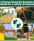 2 Pack Swing Set Brackets A Frame Hardware Kit For Outdoor Green Built To Last Heavy Duty Steel DIY Swing Set Frame With 28 Screws And 28 Washers Includes All Essential Components Wood Not Included. Green A-frame swing brackets with screws and washers for outdoor swing sets
