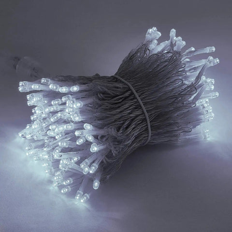 Extra Long 98.5Ft 300 LED String Lights Indoor Outdoor Plug In Waterproof Fairy Lights With 8 Modes For Holidays Weddings Parties And Bedroom Decor White, coiled pile of illuminated LED bulbs