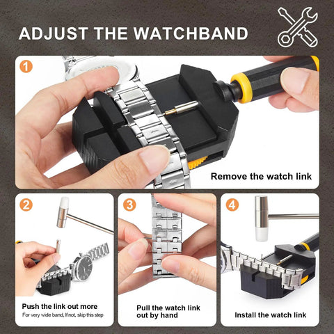 Watch Link Removal Kit For Bracelet Adjustment And Replacement Pin Remover For Sizing Straps All In One Watch Adjuster Tool