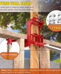 Two Pack Malleable Iron Wall Jacks For Framing Lifting Heavy Beams And Tightening Flooring Compatible With One Inch Steel Pipe Or Standard Wooden Poles Easy To Use Heavy Duty Support Up To 1000 Lbs Capacity For Construction Projects mounted on wooden beam with steel pipe.