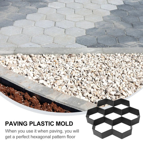 Hexagon Brick Molds Set For Concrete Pathways And Walkways DIY Cement Paving Molds For Garden Lawn Patio with finished path example
