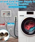 Y Hose Connector For Washing Machines 1 Ft Stainless Steel Braided Splitter with brass fittings connected to washer