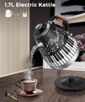 Electric Kettle With Piano And Musical Notes Design 1.7 Liter Stainless Steel Interior 1200 Watt Fast Boil For Tea And Coffee