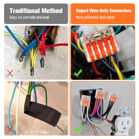 Product image of Kickstart Your Electrical Projects With This Awesome 60 Pc Wire Connector Kit That Splices Up To 5 Conductors Fast Using Push In Lever Nuts For Easy Diy Wiring Repairs And Solid Connections Anywhere., orange 5-port lever nut connector