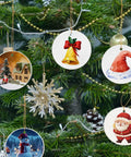 40 Pieces Sublimation Ceramic Ornaments Blanks With Holes 2.95 Inch Round White Porcelain Discs For DIY Crafts on Christmas tree