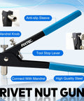 11 Inch Hand Rivet Nut Gun Kit With 5 Mandrels M3 M4 M5 M6 M8 And 80 Rivet Nuts Pro Grade Heavy Duty Easy Nutsert Tool display