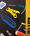 Coax Cable Crimp Kit With Adjustable Compression Tool For RG6 RG59 RG11 F Connectors Includes Coax Stripper and 20 F Compression Connectors