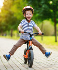 Child riding bike with Kid Friendly Bike Seat Replacement With Post For Boys And Girls Cushioned Comfort Saddle, outdoors