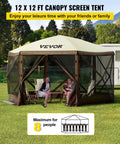 Six Sided 12x12 Pop Up Canopy Shelter With Mesh Windows Portable Carry Bag Stakes Epic Outdoor Shade Tent in use