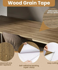 Wood Grain Repair Tape Self Adhesive Patch 4.7 Inch By 32 Feet Ideal For Tables Chairs Baseboards Doors Windows Floors And DIY Projects Easy Peel And Stick To Match Wood Finish with simulated wood grain.