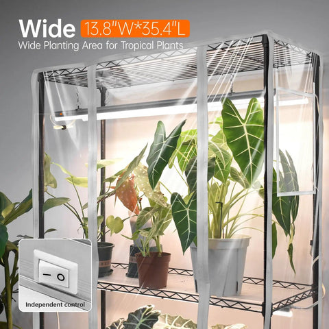 Indoor Greenhouse Cabinet With Grow Light System, Six 90W Lamps With Timer, Space Saving Mini Greenhouse For Indoor Plants, Seed Starter And Seedling Hub, Tall And Sturdy Indoor Grow Case 70.8 Inches High