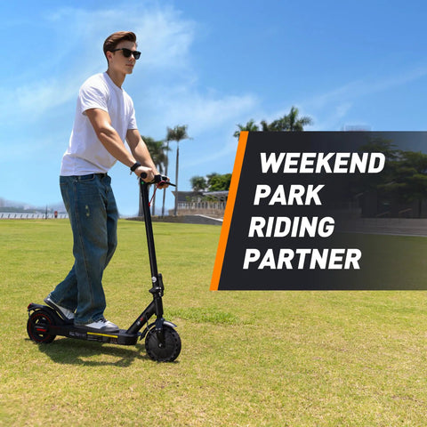Long Range Electric Scooter For Adults Who Want To Cruise With 21 Mile Per Charge, 350W Motor, 18 MPH Top Speed in park