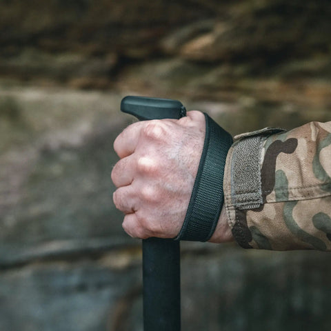 Detachable Trekking Pole Handle For Sentinel And Ascent Tripod Legs Ultra Lightweight 1.7oz Grip with wrist strap in hand