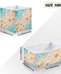 Kjdsxld Fabric Storage Bin Collapsible With Handles For Organization A457 11.02in cube, waterproof design, beach-themed pattern.