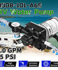 Image of Totally Quiet 12V RV Water Pump With Strainer, 55 PSI 3.0 GPM On Demand Diaphragm Pump For Camper RV Shower Or Sprayer