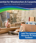 Painless Splinter Removal Kit (30-Pack) in a woodworking workshop with wood boards and tools